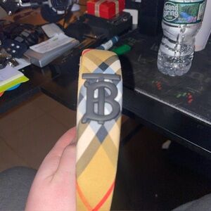 Burberry Plaid Headband with Logo